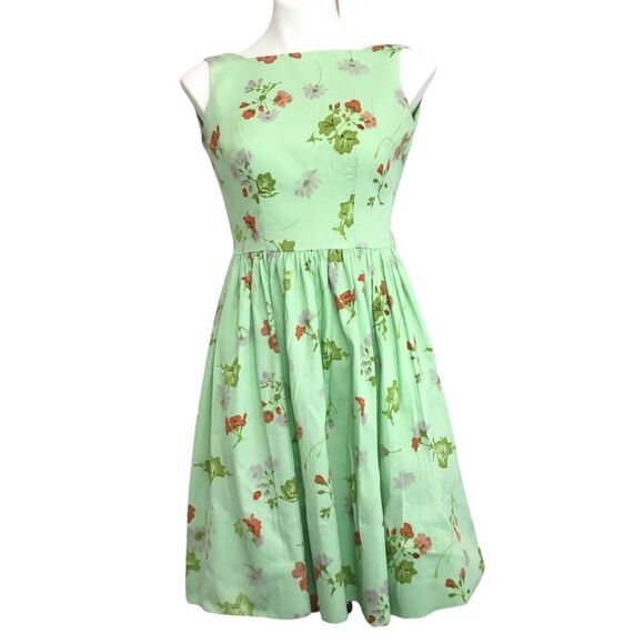 Vintage Carol Rodgers Junior Green Floral 2 Piece Dress With Bolero Jacket Set - Picture 3 of 16